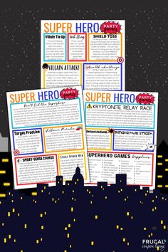 four super hero tri - foldables are shown in the night sky