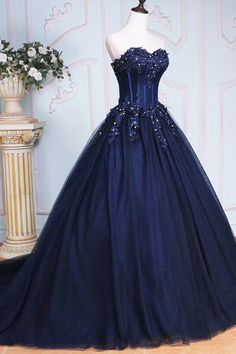 Dark Blue Tulle Lace Princess Dress Outfits For Girls Lace Princess Dress, Sweetheart Prom Dress, Evening Party Gowns, Womens Prom Dresses, Prom Dresses For Sale, Blue Tulle, Formal Party Dress, Dress A Line, Unforgettable Memories