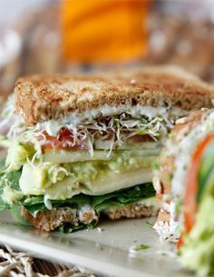 a close up of a sandwich on a plate