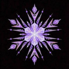 a snowflake is shown in the dark with purple and white lights on it