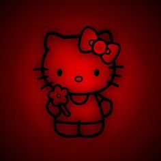 a red hello kitty wallpaper with the word hello kitty written in black on it