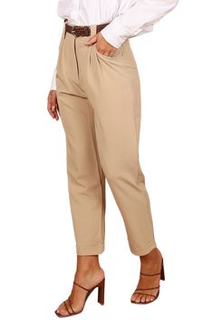 A stretchy, seasonless blend brings casual comfort to high-waisted pants equipped with practical pockets in a straight-leg silhouette. Zip fly with button closure Front slant pockets 80% polyester, 16% rayon, 4% spandex Hand wash, dry flat Imported Versatile Ankle-length Dress Pants With Pockets, Elastic Waistband Ankle-length Dress Pants, Solid Color Ankle-length Dress Pants With Elastic Waistband, Solid Ankle-length Dress Pants With Elastic Waistband, Versatile Tapered Leg Dress Pants For Fall, Solid Ankle-length Pants For Work, Solid Elastic Waistband Dress Pants For Business Casual, Fall Ankle-length Dress Pants With Elastic Waistband, Ankle-length Dress Pants With Elastic Waistband For Fall