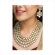 Gold Rodium Polish White and Off White color Necklace in Metal Alloy studded with Kundan Luxury 22k Gold White Kundan Necklace, Color Necklace, Metal Necklace, White Necklace, Off White Color, Metal Necklaces, Indian Jewelry, White Color, Diamond Necklace