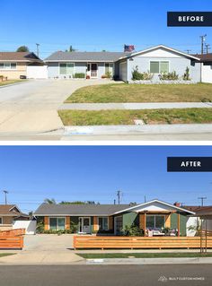 before and after photos of a house in the suburbs