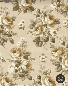 a beige and white flowered wallpaper with lots of flowers on it's side