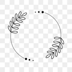 a black and white drawing of a circle with leaves on it, as well as dots