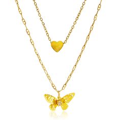 PRICES MAY VARY. 🌈 Non Tarnish Plated 18k Gold Necklace - This butterfly necklace is made of delicate stainless steel plated with 18k and AAAA zircon stones, lead-free, nickel-free and non-allergenic, so you don't have to worry about rusting or tarnishing when you wear it, and it will keep its shine for a long time 🌈 Butterfly Jewelry Gift - This layered butterfly necklace consists of small hearts and double layered butterflies, which makes the butterflies look three-dimensional like they're a Yellow Jewelry With Butterfly Charm For Gift, Plated Dangle Necklaces For Gifts, Gold Dangle Necklace For Birthday, Yellow Gold Plated Jewelry As Gift, Yellow Gold-plated Jewelry Gift, Yellow Dainty Jewelry With Adjustable Chain, Yellow Heart-shaped Jewelry For Mother's Day, Yellow Gold Clavicle Chain Necklace For Birthday, Mother's Day Jewelry Pendant With Butterfly Charm