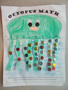 an octopus math poster with buttons on it