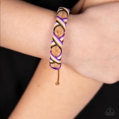 A Shiny Collection Of Black, Brown, Yellow, Pink, And Purple Cording Ornately Weaves Around A Cork Band, Creating A Colorfully Earthy Look Around The Wrist. Features An Adjustable Clasp Closure. Sold As One Individual Bracelet. Casual Purple Bracelets For Beach, Casual Purple Beach Bracelets, Brown Braided Friendship Bracelets, Antique Gold Bracelet, Red Bangles, Blue Beaded Bracelets, Twisted Bracelet, Open Cuff Bracelet, Floral Bracelet