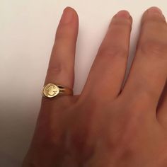 "Pinky ring, Engraved ring, Initial Ring, Personalized Ring Engraved Signet ring with Round Seal- Best quality 18k Gold Plate Engraved 1-3 letters - Vintage style Diameter: 0.7 mm = 0.27\" Please note in the \"notes to seller\" at checkout. : * state your ring size * letter you want to apper The product will arrive to you packed in gift box and padded envelope to maintain the product Our jewelry are water resistant and comes with 1 year warranty For more rings from us: https://www.etsy.com/il-en Symbolic Open Promise Ring, Vintage Adjustable Initial Ring For Promise, Tarnish Resistant Open Initial Ring For Promise, Dainty Engraved Round Midi Rings, Adjustable Symbolic Initial Ring, Tarnish Resistant Round Initial Promise Ring, Symbolic Initial Open Ring For Anniversary, Symbolic Anniversary Initial Open Ring, Symbolic Engraved Open Ring