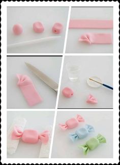 how to make bows with fondant and ribbon for cake decor or cupcakes