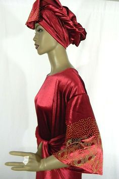 "Velvet With Stones Design/Nigerian Party Outfits/Trendy African Velvet Outfits/Ready Made Velvet 3 Piece Set Wrapper, Buba & Gele/Red Measured While Laying Flat: Size: L/56 Armpit to Armpit: 23\" (Full Chest: 46\") Shoulder To Bottom: 24.5\" Sleeve Length From Neckline: 17\" Wrapper: Wide: 68; Length: 49\" ~~Gele: L/56\" & W/18\" Size: XL/58 Armpit To Armpit: 25\" (Full Chest: 50\") Shoulder To Bottom: 25\" Sleeve Length: 18\" Wrapper: Wide: 72\"; Length: 50\" ~~ Gele: L/56\" & W/19 Red Satin Party Sets, Red Stretch Party Sets, Satin Sets For Party And Festivals, Satin Party Sets For Festivals, Elegant Fitted Festival Sets, Red Evening Sets For Festivals, Velvet Outfits, Nigerian Party, Big Lake