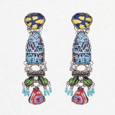 Ayala-Bar-Carnival-Dalia-Earrings-R2061 Vibrant Blue Drop Earrings, Blue Dangling Beads Earrings For Festive Occasions, Festive Blue Earrings With Dangling Beads, Multicolor Beaded Drop Clip-on Earrings, Multicolor Beaded Clip-on Drop Earrings, Blue Fusion Drop Earrings, Bohemian Multicolor Beaded Clip-on Earrings, Blue Fusion Style Drop Earrings, Handmade Multicolor Bohemian Clip-on Earrings