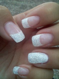 Bridesmaids Nails, Nails With Glitter, Wedding Nails Glitter, French Manicure Nails, Valentine Nails, Polish Art, Smink Inspiration, Wedding Nail