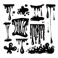 black and white drawing of dripping paint