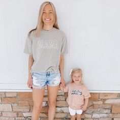 MAMA, but embroidered for a little extra touch that feels like fall. Comfort Colors® are a unisex fit...a lil boxy, midweight, and the slouchiest, most stylish and broken-in tee in your closet. 100% cotton. Grab your normal size or size up one to pair with biker shorts for extra style and comfort. *CARE INSTRUCTIONS: RECOMMEND AIR DRY OR TUMBLE DRY LOW HEAT* Family Brand, Color Shorts, Biker Shorts, Mama Shirt, Shirt Shop, Comfort Colors, Short Sleeve Tee, Color