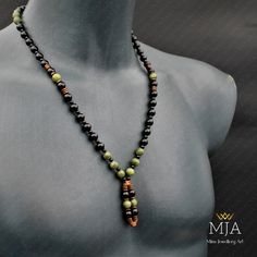 Jade Necklace, Black Onyx bead Necklace, Handmade Jade, And Onyx Yoga Necklace, Good Luck Jewelry, Copper Hematite Stone Summer Necklace - The Necklace 24 Inc - Other designs www.etsy.com/shop/minejewelleryart The handmade necklace is made of a jade onyx hematite Pendant, 8 mm jade beads, 8,4 mm black onyx beads, copper hematite stone accessory, and black nylon cord, at the ends I used lobster claw. The products are custom-made and done of their kind. They can be differentiated at the minimum le Handmade Black Onyx Beads, Black Polished Beads Necklace For Healing, Black Gemstone Beads Necklace For Healing, Black Necklaces With Gemstone Beads For Healing, Black Necklace With Gemstone Beads For Healing, Black Necklace With Healing Gemstone Beads, Black Necklaces With Round Natural Stones, Healing Onyx Beaded Necklaces With Black Beads, Onyx Beaded Jewelry For Meditation