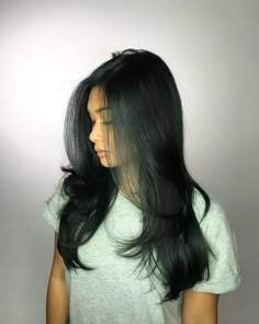 Easy Hair Cuts, Hair Color And Cut, Long Black Hair, Long Straight Hair