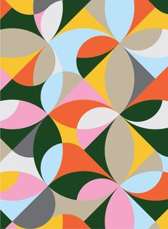 an abstract pattern with different colors and shapes on the surface, including circles in various sizes