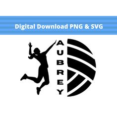 the logo for digital download png & svg, with an image of a person jumping