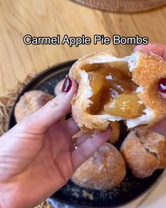 Food Prep Gram on Instagram: "Say "YUM" if you would eat these Caramel Apple Pie Bombs 🍎🍏🥧 by @tastewithnicki

You only need 3 ingredients to make these delicious fall treats!!! 

What you need 👇 
*1 can of Biscuit dough
*1 can of apple pie filling (optional you can make your own)
*Soft caramel 
*Cinnamon and sugar to roll them in - optional but makes them taste soooo good 

How to make:
*Flatten biscuit dough out
*Add apple pie filling - dont use too much or your dough wont seal shut 
*Add caramel 
*Fold into sides and pinch so it seals the dough, rolling it like I did in the video to form a ball 

*Fry in hot oil for 4-5 minutes 
*Bake at 350 degrees for 12-15 minutes until golden 
*Airfry 350 degrees for 8-9 minutes 

*Roll balls in cinnamon sugar and enjoy warm!🍎🍏🥧✨" 4 Ingredient Cookies, Pastry Puff, Apple Pie Filling, Apple Dessert, Caramel Apple Pie, Biscuit Dough, Apple Dessert Recipes, Soft Caramel, Food Concept