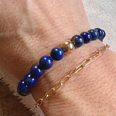 Lapis Lazuli Bracelet, Lapis Lazuli Beads, Gold Bead Bracelets, Bracelet Blue, Vermeil Jewelry, Blue Lapis, Healing Bracelets, Blue Bracelet, Gold Filled Jewelry