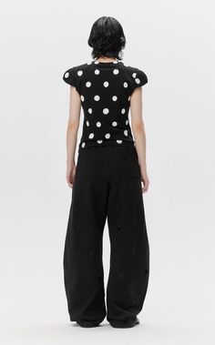 The shoulder pad design increases the shoulder line and makes it more modern. The polka dot print is casual and more youthful. The cotton material is naturally absorbent and feels soft against the skin. Fabric: 100% Cotton (Except Rib) Padded Shorts, Dot Shirt, Hoodie Vest, Bodysuit Dress, Polka Dot Shirt, Vest Coat, Pad Design, Woolen Coat, Suit Accessories