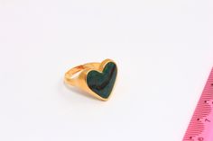 Material : Brass Inner Size : 17-18mm Color : 24k Shiny Gold Plated Enamel Color: Dark Green Quantity : Optional Green Heart-shaped Ring For Gift, Green Heart-shaped Ring As A Gift, Green Heart Ring For Valentine's Day, Gold Heart Rings, Heart Rings, Gold Heart Ring, Ring Heart, Heart Shaped Rings, Green Enamel