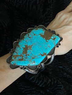 168 gram - Amazing vintage old pawn Southwest Morenci Turquoise Sterling Silver Cuff Bracelet. The inner circumference of the cuff is roughly 5" end to end plus a gap of around 1 1/2" for a total wrist size of around 6 1/2".  The front face is over 4 3/8" tall, including stone and silver work.   Price includes shipping, insurance, tracking and signature confirmation, and I do take returns. Vintage Turquoise Bangle As A Gift, Vintage Gemstone Cuff Bracelet Bangle, Vintage Gemstone Cuff Bracelet, Antique Turquoise Cuff Bracelet As Gift, Antique Turquoise Bangle, Antique Turquoise Bangle Cuff Bracelet, Vintage Turquoise Bangle Cuff Bracelet, Vintage Gemstone Cuff Bracelet Collectible, Antique Turquoise Cuff Bracelet For Gift