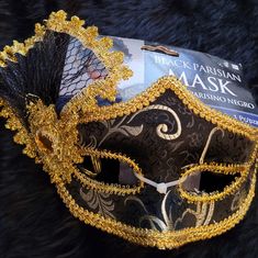 Black Parisian Masquerade Mask Masquerade Mask, Gold Black, Face Masks, Face Mask, Women Accessories, Mask, Women Shopping, Gold, Black