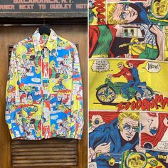 an old shirt with comic covers on it