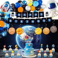 an image of a birthday party with space theme