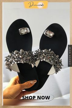 Sequins Rhinestone Toe Ring Slide Slippers Bling Flip Flops, Flat Slippers, Crystal Sandals, Sandals Beach, Summer Slippers, Crystal Shoes, Flat Slipper, Beach Slippers, Slippers Women