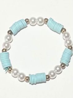 Clay Beads Aesthetic, Bracelet Inspo Clay, Bracelet Inspo Clay Beads, Beads Aesthetic, Clay Beads Bracelet, Teal Bracelet, Clay Bead Necklace