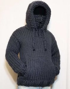 Hand knitted 100% wool mens hoodie sweater with turtleneck pockets and zipper, mega thick pullover quality hand-knitted sweater. perfect for your comfort. Men`s wool sweater is hand knitting from 6 strands 100% wool yarn. sweater is very thick and soft. weight of the sweater is between 3 kg - 6 kg (depending on size) The time for handmade (knitted) sweater is about 5-7 business days after payment. Measurement: size S armpit to armpit: 50cm / 19.7 inches length (from shoulder): 69cm / 27.1 inches Mens Woolen Sweater, Knitted Hoodie Men, Woolen Sweater Handmade For Men, Crochet Mens Hoodie, Crochet Hoodie For Men, Woolen Sweater Design, Sweater With Turtleneck, Sweater Designs, Bulky Knit