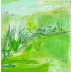 an abstract painting with green and blue colors