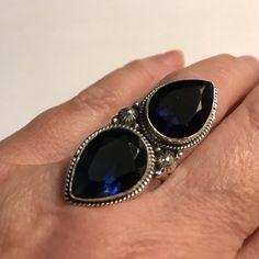 Stunning 925 Sterling Silver Blue Sapphire Ring Size 8 8 Carats Of Blue Sapphire Stones Avant Garde Jewelry, Sapphire Stones, Real Diamond Rings, Spinel Ring, Amethyst And Diamond Ring, Heart Gemstone, Blue Sapphire Rings, Sapphire Stone, Blue Topaz Ring