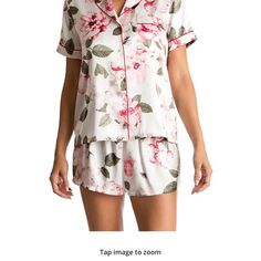 Nwt Size Xl In Bloom By Jonquil Satin Floral Short Sleeve Notch Collar Shorty Pajama Set #7 E Feminine Pink Short Sleepwear, Feminine Pink Pajama Shorts For Bedtime, In Bloom By Jonquil, Notch Collar, Floral Short, Notched Collar, In Bloom, Women's Intimates, Pajama Set