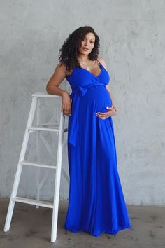 Luxury Gold Maternity Gown, Pregnant Guest, Baby Shower, Gender Reveal – Chic Bump Club Wrap Gowns, Royal Blue Maternity Dress, Blue Baby Shower Dress, White Maternity Gown, Maternity Occasion Wear, Maternity Evening Gowns, Gender Reveal Dress, Lace Maternity Gown, Pink Maternity Dress