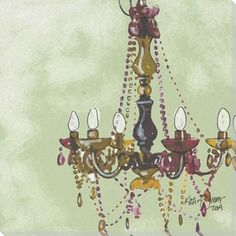 a chandelier with many lights hanging from it's sides and beads on the bottom