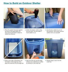 instructions for how to build an outdoor shelter with pictures and text on the bottom page