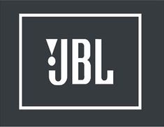 the jbl logo is shown in white on a black background with a square frame