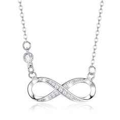 PRICES MAY VARY. INFIINITY NECKLACE : The symbol of infinity represents eternity,and all imaginations of love and beauty is infinite. Infinity pendant is decorated with shiny white cubic zirconia , fulling of sophistication and fashion sense NECKLACE SIZE：2.45cm/0.97IN *0.87cm/0.34IN. The infinity pendant hangs from a 18.7 " adjustable corrugated chain, secured by a spring-loaded clasp.A 3mm mini diamond connects the pendant to the chain.Environmentally friendly materials, lead and nickel free, Silver Infinity Clavicle Chain Jewelry, Silver Infinity Clavicle Chain Necklace, Infinity Necklace Silver, Necklace Infinity, Infinity Pendant, Elegant Bags, Infinity Necklace, The Infinity, Necklace Size