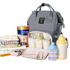 a diaper bag with its contents packed and ready to be carried by the baby