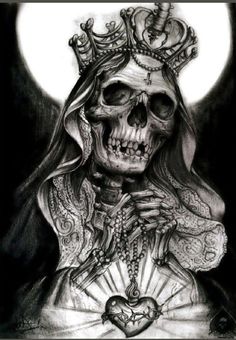 a drawing of a skeleton wearing a crown