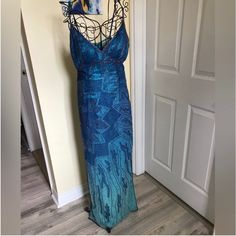 This Dress Is So Beautiful- The Beading Is Exquisite. Perfect For Beach Wedding. Adrianna Papell Dresses, Adrianna Papell, Beaded Dress, Gorgeous Dresses, Beach Wedding, Colorful Dresses, Beading, Color Blue, Maxi Dress