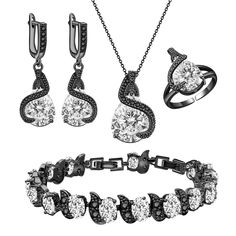 PRICES MAY VARY. ❤ITEMS YOU WILL GET❤: A ring, a pair of earrings, a pendant and necklace set, a bracelet, and a gift box. ❤GIFT AND OCCASION❤: This classic and sparkling jewelry set is perfect as a wedding jewelry for your maid of honor and bridesmaids. They will sparkle in natural light.You can also give it as birthday, anniversary, mother's day, thanksgiving, valentine's day gift for friends, wife, mother, lover, daughter and yourself. We have packed it in a sealed gift box. Surprise her and Cubic Zirconia Jewelry Sets For Wedding And Mother's Day, Cubic Zirconia Jewelry Sets For Wedding On Mother's Day, Elegant Cubic Zirconia Jewelry Sets For Valentine's Day, Mother's Day Formal Cubic Zirconia Jewelry Sets, Formal Crystal Jewelry For Mother's Day, Round Crystal Bridal Sets As Gift, Elegant Crystal Jewelry For Mother's Day, Round Crystal Bridal Sets For Gifts, Mother's Day Anniversary Cubic Zirconia Jewelry Sets