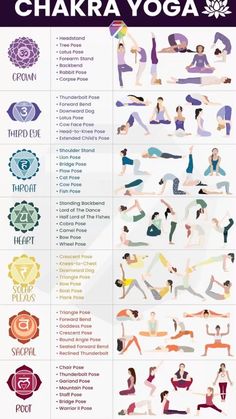 the chakra yoga poster is shown in full color and includes all kinds of poses