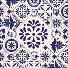 a blue and white tile design