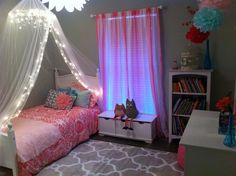 Kids Bedroom Lighting, Bed Kind, Design Creative Ideas, Bed Canopies, Curtains Bed, Ombre Curtains, Kids Room Curtains, Home Decor Wallpaper, Pb Kids